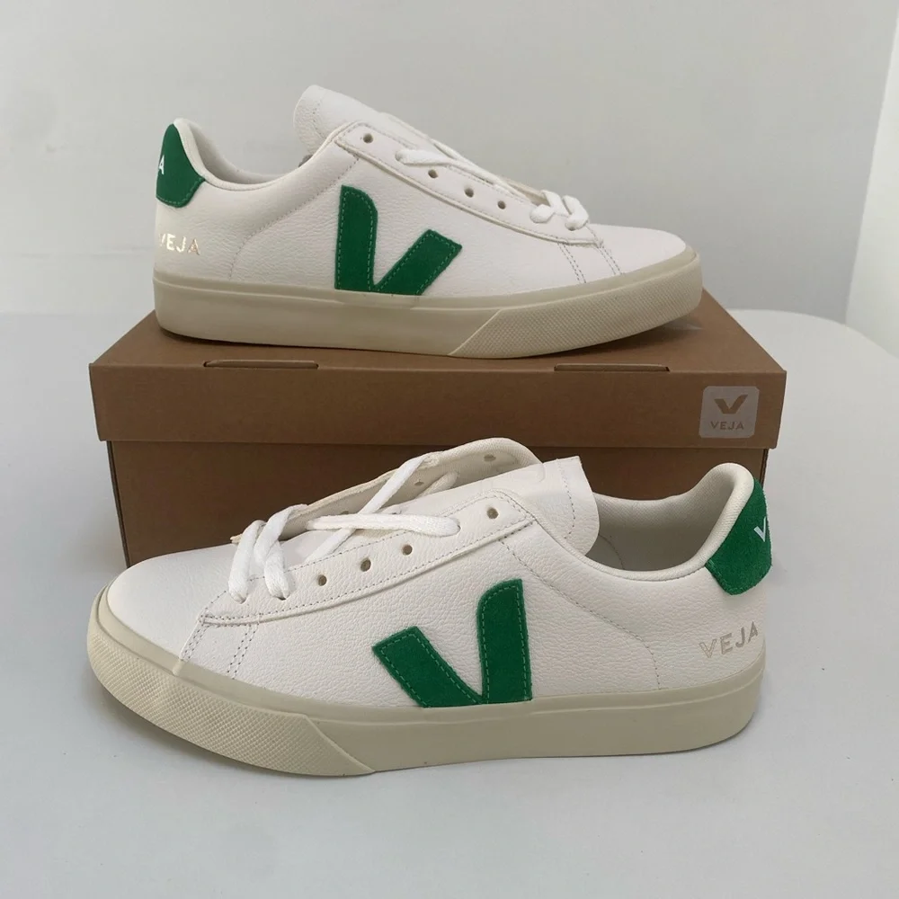 Veja Campo Leather Sneaker Extra White/Emeraude Green size 39EU/8US New in Box - Picture 3 of 7
